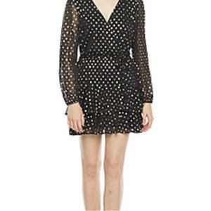 Long sleeve polka dot fit and flare dress
